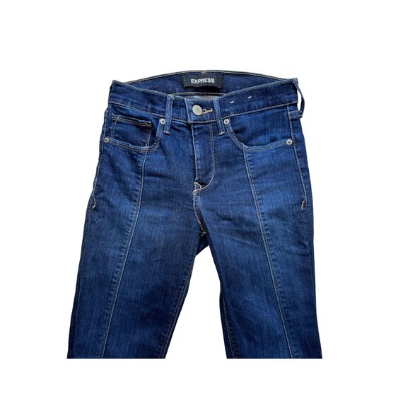 Express Denim Perfect Mid Rise Ankle Legging Stretch Jeans Size 0R Blue - Picture 9 of 13